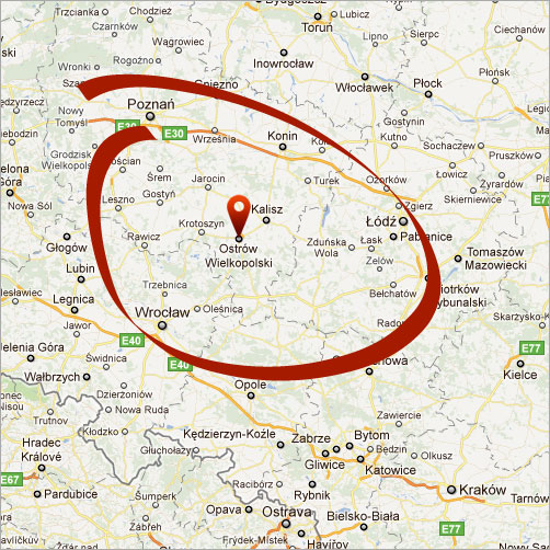 Położenie w stosunku do dużych miast